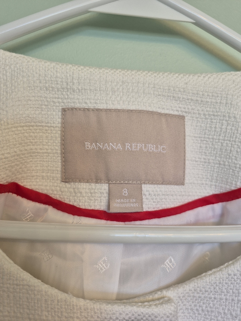 Banana Republic Women's Preppy Old Money White Tweed Blazer / Lady Jacket Size 8 - Picture 4 of 10